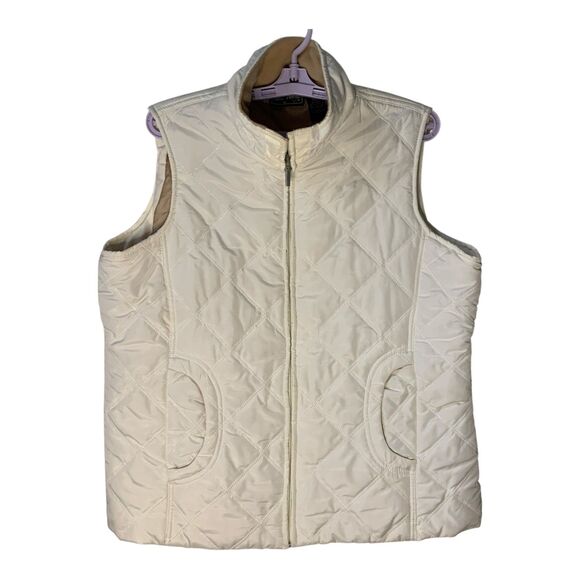 Jane Ashley Vest XL Winter White QuiltedPuffer Front Zip Insulated Relaxed Fit - Picture 1 of 16